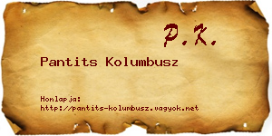 Pantits Kolumbusz névjegykártya